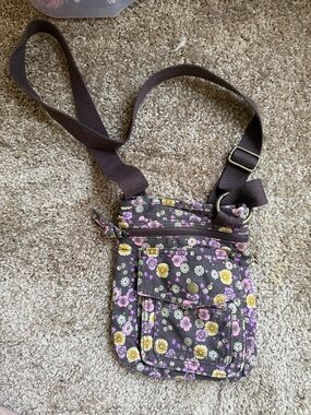 Brown Floral Crossbody Bag - Women's Shoulder Bag
